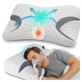 IKSTAR CPAP Pillow for Side Sleepers Fits All CPAP Mask Types Adjustable Memory Foam with Contoured Cutouts for Side, Back & Stomach Sleepers Reduces Air Leaks & Mask Pressure a Better Sleep