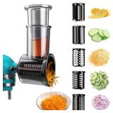 Stainless Steel Slicer Shredder Attachments for KitchenAid Stand Mixers, Vegetable Shredder, Cheese Grater, Salad Maker, Food Slicers Chopper Grinding Powder Accessories with Detachable 5 Blades