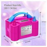 Growsun Balloon Pump Electric, Balloon Inflation Pump 110V 600W Portable Automatic Dual Nozzle Inflator with Tying Tools for Birthday Gender Reveal Baby Shower Party Decorations