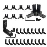 BLCCLOY 20Pcs 2020 Aluminum Extrusion Profiles Black L Interior Corner Bracket with Screws Hardware, 8Pcs 20 Series 3-Way Tri End Brackets for 2020 2040 V Slot Extruded Aluminum Accessories