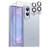 JETech 5 in 1 Matte Case for Samsung Galaxy S25 Edge with 2-Pack Each Screen Protector and Camera Lens Protector, Translucent Back Phone Cover, Tempered Glass Film (Icyblue)