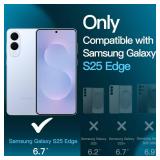 JETech 5 in 1 Matte Case for Samsung Galaxy S25 Edge with 2-Pack Each Screen Protector and Camera Lens Protector, Translucent Back Phone Cover, Tempered Glass Film (Icyblue)