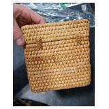Rattan Tissue Box Cover Natural Woven Facial Napkin Holder Square with Lid 5.7 x 5.7 x 5.5 Inch (Natural)