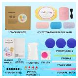 WaldyWop Crochet Kit for Beginners: 3PCS Crochet Animal Kit w/Stress Balls, Step-by-Step Video Tutorials - Wobbles DIY Craft Knitting Kit for Adults - Gifts for Teen Women (Dolphin, Octopus, Axolotl)