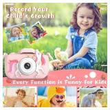 Dwfit Upgrade Selfie Kids Camera, Christmas Birthday Gifts for Boys Girls Age 3-12, HD Kids Digital Video Cameras for Toddler with Cartoon Soft Silicone Cover, Portable Toy for 3 4 5 6 7 8 Years Old