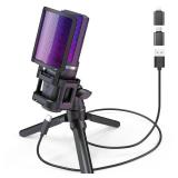 ZealSound Gaming USB Microphone for PC,RGB Condenser Computer Mic with Tripod Stand,Quick Mute,Gain Control for Gaming,Streaming,Podcasting,Recording,ASMR,Cardioid Mic Kit for Laptop/PS4/PS5/Phone