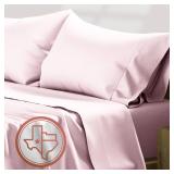 TEXAS LINEN CO. 100% Egyptian Cotton Split King Sheets Sets for Adjustable Bed - 600 Thread Count 5 PC Top Split King Sheets, 16 Deep Pocket Soft Cooling Sheets for Split King Adjustable Bed - Blush