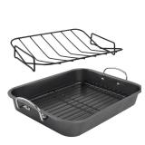 kitCom Nonstick Roasting Pan, Roaster with Rack - 16 Inch Rectangular Grill Suitable for Turkey, Roast Chicken, Ham, Dishwasher Safe (9.5QT)