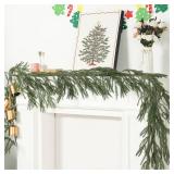 ANCOUUIN 2 Pcs 9 Ft Artificial Norfolk Pine Garlands - Realistic Pine Garland Green Artificial for Table, Mantle, Wall, Indoor, Outdoor Winter Christmas Decorations
