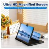 Screen Magnifier Version,3D HD Mobile Phone Magnifier Projector Screen Enlarger for Movies, Videos, and Gaming,Foldable Cell Phone Stand with Screen Amplifier,Supports All Smartphones (Black, 12inch)