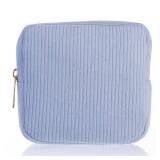 Period Bag for Teen Girls, Corduroy Sanitary Napkin Storage Bag, Cute Cosmetic Pouch for Women with Slip-in Pockets(Sky Blue)