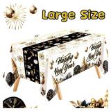 Fancy Land Happy New Year Tablecloths 3 Pack New Years Eve Party Supplies 2026 Gold Black White Tablecloths for Rectangle Tables Happy New Years Decorations 2026