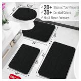 OLANLY Toilet Rugs U-Shaped 24x20, Extra Soft Absorbent Chenille Contour Bathroom Rugs for Toilet, Dry Quickly, Machine Washable, Non-Slip Bath Mat, Black