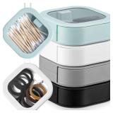 Kathfly 4 Pcs Assorted Colors Hair Tie Organizer Portable Hair Accessory Storage Containers Stackable Tie Bobby Pin Holder Home Cotton Swab Dispenser Accessories Jewelry Organizer Box