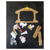 Karenhi 12 Pcs Wooden Nativity Set for Kids Mini People Scene Set Jesus Table Wood Play Christmas Story Decoration Xmas Holiday Manger for Indoor Outdoor Home Display Tabletop(Cute)