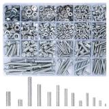 wugongshan 1080 Pcs Screws Bolts and Nuts Assortment Kit, Metric Machine Screws and Nuts and Flat Washers, M3/M4/M5/M6 Cross Slotted Round Head Bolts Sets (C)