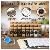 NETANY 24 Pcs Glass Spice Jars with Bamboo Lids, 4 oz Glass Jars with Minimalist Farmhouse Spice Labels Stickers, Collapsible Funnel, Seasoning Storage Bottles for Spice Rack, Cabinet, Drawer