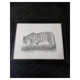 68/300 Siberian Tiger Pencil Sketch by Charles Beckendorf in Black Frame