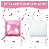 HILAVO Pink and White Square Balloon, 20 PCS Double Sided Foil Balloons Wall Flat Square Balloon Backdrop for Girls Coquette Birthday Decoration Bridal Baby Shower Party Decoration
