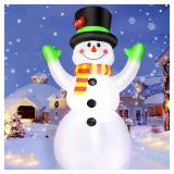 7FT Christmas Inflatables Snowman Outdoor Yard Decorations, Giant Blow Up Snow Man Wear Magic Hat with Built-in Bright LED Lights for Garden Patio Lawn Indoor Party Xmas Decor