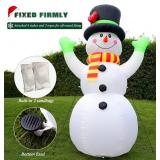 7FT Christmas Inflatables Snowman Outdoor Yard Decorations, Giant Blow Up Snow Man Wear Magic Hat with Built-in Bright LED Lights for Garden Patio Lawn Indoor Party Xmas Decor