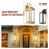 Roravilila 17 Inch Large Gold Outdoor Sconces Wall Lighting 2-Pack, Exterior Light Fixtures IP65 Waterproof Anti-Rust, Brass Porch Lights Clear Glass Outdoor Coach Lanterns Outside Wall Mounted Lamps