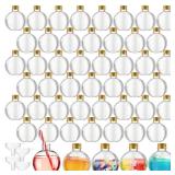 Layhit 50 Pack 6 oz Spherical Plastic Potion Bottles with Corks and Funnels Ball Shape Sand Art Bottles Cocktail Ornament for DIY Wedding Valentines Party Gift Crafts Decoration(Gold)