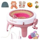 SENTRO Knitting Machine 40 Needles, Smart Circular Knitting Machine, Double Knitting Loom Machine for Adults Beginners,DIY Knitting Board Rotating Machine for Hat, Scarves, Gloves, Socks (40Pink)