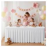 HolidayIdeas White Spandex Table Covers 6 Foot, Fitted Stretch Table Skirts 30x72 Inch, Wrinkle-Free Floor Length Polyester Tablecloths for Weddings Parties Banquets Events,4 Pack