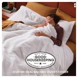 Bedsure Cotton Duvet Cover King - 100% Cotton Waffle Weave Bright White Duvet Cover King Size, GentleSoft and Breathable Bedding Set for All Season, 3 Pieces, 104x90