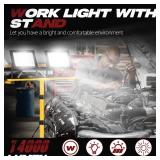22000 Lumen Work Lights with Stand, 2 Adjustable Head LED Work Light, with Adjustable and Foldable Tripod Stand, Waterproof Lamp with Individual Switch with 6500 Kelvin Color (2-head)