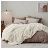 Bedsure GentleSoft Fluffy Cream King Size Blanket for Bed, Thick Soft Sherpa Faux Fur Fleece Bedding Fuzzy Plush Winter Warm Heavy Big Large King Blanket, Cozy Cream Gifts for Men Women, 108x90