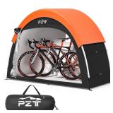 PZT Upgraded Bike Tent with Rain Cover, Portable Outdoor Storage Shed for 2 Bikes, 210D Oxford Fabric PU4000 Waterproof, Bike Shed/Bike Cover for Motorcycles, Garden Tools, Lawn Mower