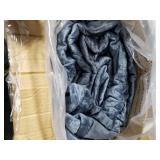 WRENSONGE Velvet Queen Quilt Set-3 Pieces Blue Grey Luxurious Velvet Striped Channel Comforter with 2 Shams, Soft Bedspread Coverlet Quilted Bedding Set for All Season