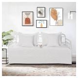 TieyaChkis 5 Piece Daybed Cover Set Twin Daybed Bedding Sets for All Season Lightweight Daybed Comforter with Matching Shams&Decorative Pillows, Double Sided-Quilting Day Bed Cover,39x75,White