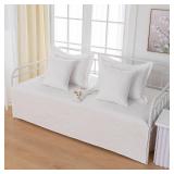 TieyaChkis 5 Piece Daybed Cover Set Twin Daybed Bedding Sets for All Season Lightweight Daybed Comforter with Matching Shams&Decorative Pillows, Double Sided-Quilting Day Bed Cover,39x75,White
