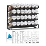 SpaceAid Spice Rack Organizer with 28 Spice Jars, 386 Spice Labels, Chalk Marker and Funnel Set for Cabinet, Countertop, Pantry, Cupboard or Door & Wall Mount - 28 Jars, 13.4 W x 10.8 H, White