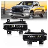 OPP ULITE Ram Led Fog Lights for Dodge Ram 1500 2019-2021, 2019-2022 Dodge Ram 2500 3500, 72W 3100LM 6500K Cool White, Clear Lens Bumper Fog Driving Light, 2PC Pack
