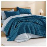 Litanika California King Quilt Set Teal - Oversized Lightweight Summer Comforter Bedspreads & Coverlets Turquoise - Bedding Cover Bed Decor All Season - 3 Pieces (1 Quilt, 2 Pillowcases)