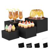 4pcs Black Metal Buffet Risers