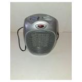 Amazon Basics Ceramic Space Heater, Portable Indoor Heating Solution, With Overheat and Tip-Over Protection, Thermostat, Non-Oscillating, 1500W, 7.52\"D x 6.34\"W x 9.45\"H, Silver