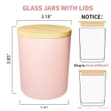 SUPMIND 12 Pack 10oz Pink Glass Candle Jars for Making Candles with Bamboo Lids Sticky Labels Warning Labels for Making Candles Empty Containers - Dishwasher Safe