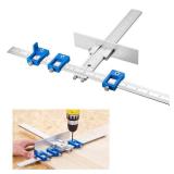 TOURACE Cabinet Hardware Jig for Handles and Knobs Aluminum Alloy Drill Guide Sleeve Drawer Pull Wood Drilling Dowelling Tools Set Drawer Knob Pull Drilling Templates Jig Tool