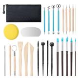Amrules Clay Tools Kit, 27 PCS Pottery Tools, Practical Polymer Clay Sculpting Tools Kit, Air Dry Clay Tools Set for Adults, Pottery Craft, Dotting, Carving, Drawing, Molding, Modeling, Shaping