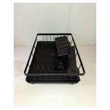 MERRYBOX Dish Drying Rack Space-Saving Dish Racks for Kitchen Counter, Rustproof Drying Rack Kitchen with Large Utensil Holder and Increased Feet, 16.5" D x 11.4" W x 5.65" H, Black