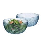 IVOOBR 2-Pack 100 FL OZ Acrylic Salad Bowls, 9 inch Shatter-Resistant Serving Bowls, Large Plastic Mixing Bowls for Outdoor or Home Gatherings, Blue