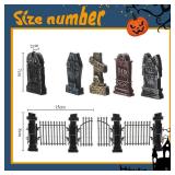 7 Pcs Halloween Miniature Tombstones Decorations Spooky Miniature Fence Figurine Mini Cemetary Headstones Haunted Halloween Graveyard Decorations Halloween Cemetery Fence Rip Graveyard Tombstone