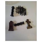 7 Pcs Halloween Miniature Tombstones Decorations Spooky Miniature Fence Figurine Mini Cemetary Headstones Haunted Halloween Graveyard Decorations Halloween Cemetery Fence Rip Graveyard Tombstone