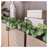 CQURE 12 Pack 84Ft Eucalyptus Garland,Artificial Eucalyptus Leaves Table Greenery Garland Wreath Vines for Wedding Party Table Fireplace Bedroom Wall Room Decor