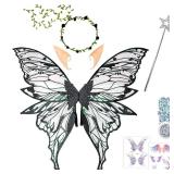 Vanleestar Faiiry Wiings Butterfl Wiing Glitter Transparent Children Girls Faiiry Dress Up Accessories Halloween Christmas Role Play (Black)